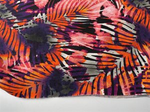 Bomuldsjersey - blade i varme farver, rest på 1,5 m